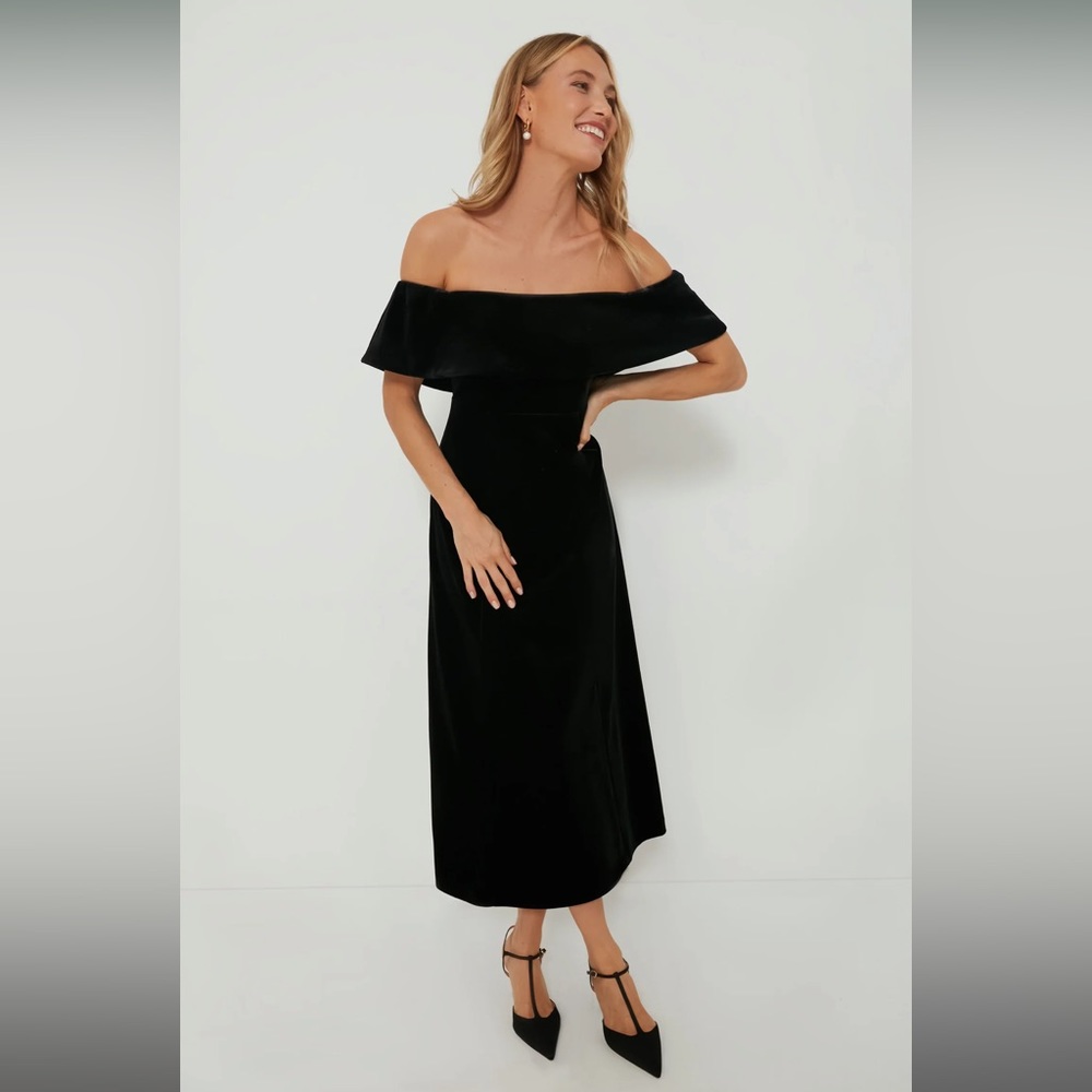 Tuckernuck Pomander Place Black Velvet Off The Shoulder Elise Dress
